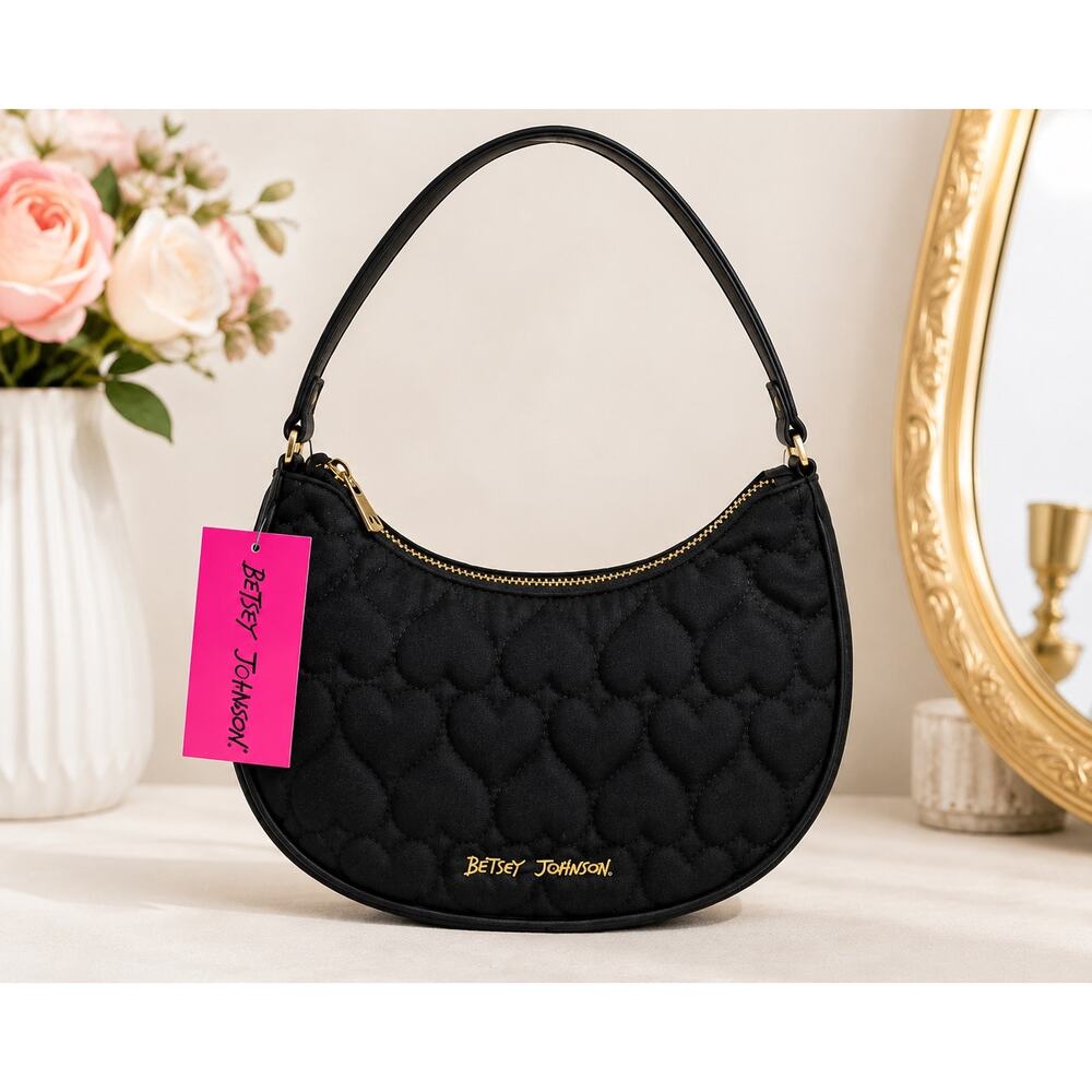 Betsey Johnson Y2K Quilted Heart Mini Hobo Bag NWT